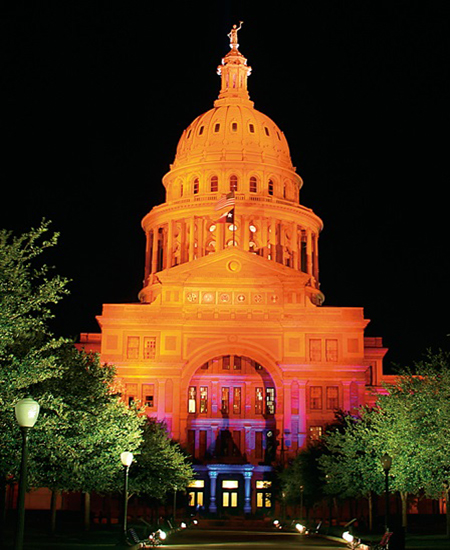 Texas state capitol lighting